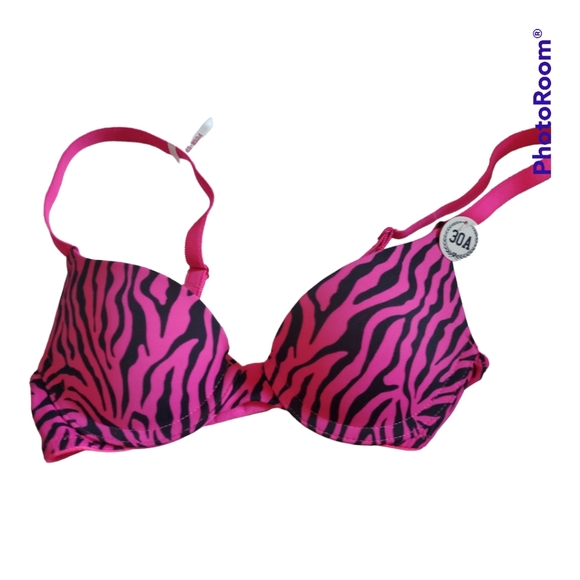 VICTORIA'S SECRET Pink Black Zebra Bra - Size 30A - Picture 1 of 4